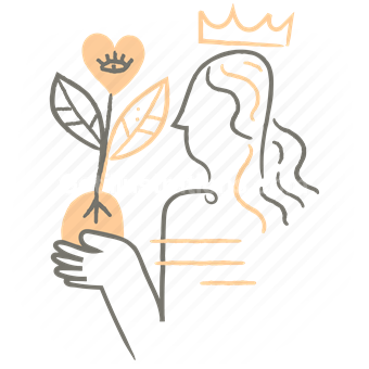 floral, flower, crown, mother, woman, heart